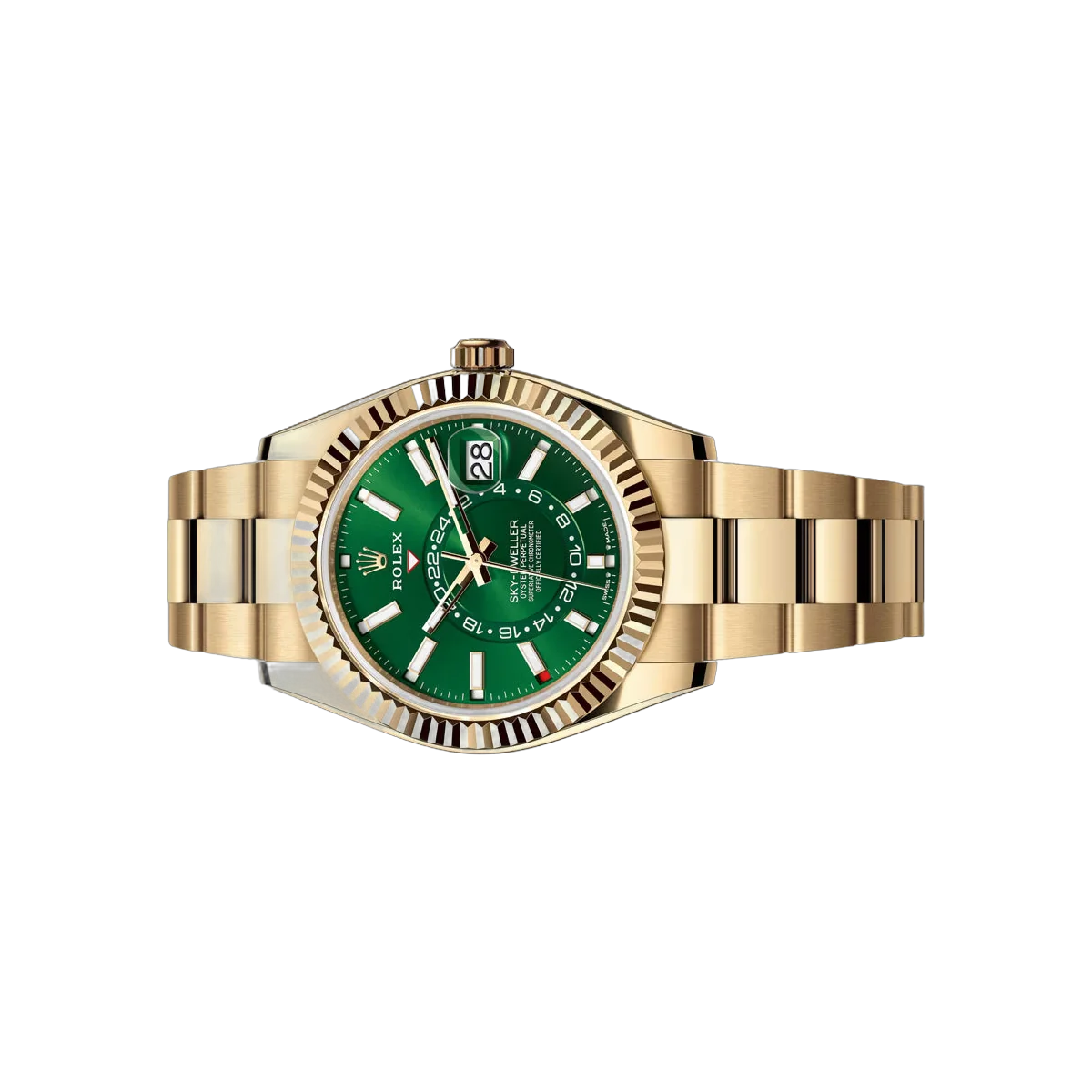 Rolex Sky-Dweller 336938-0007 Gelbgold 42mm Grünes Zifferblatt Herrenuhr
