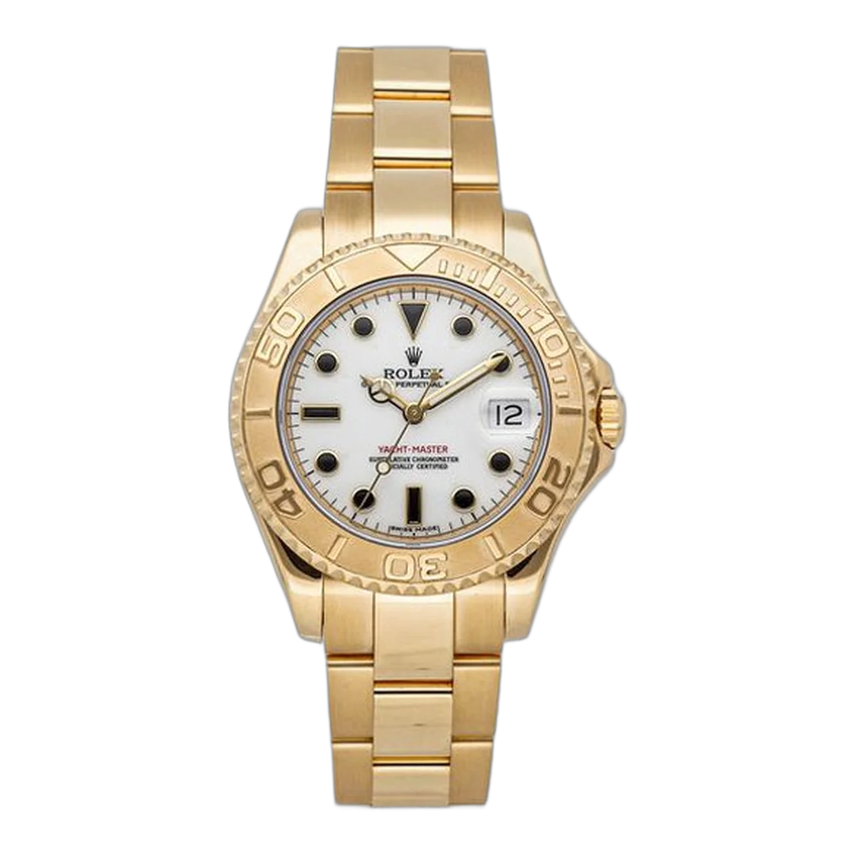 Rolex Yacht Master 68628 White Dial 35Mm 18K Yellow Gold Ladies Watch