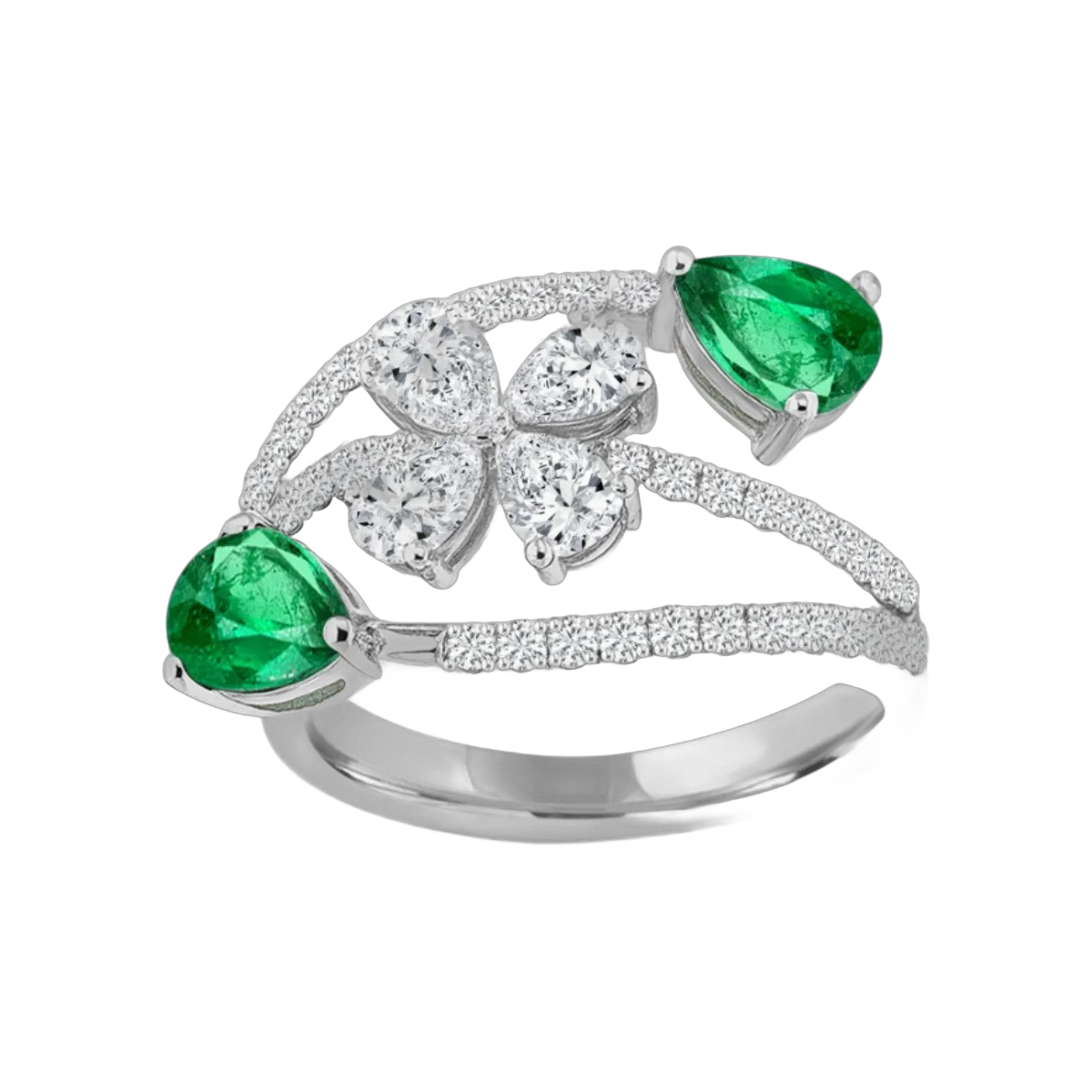 Runder Birnenschliff CS-Ring – 2.16 Karat,HRD-F-G VS-SI,1044R,Gesamtgewicht – 5.52g