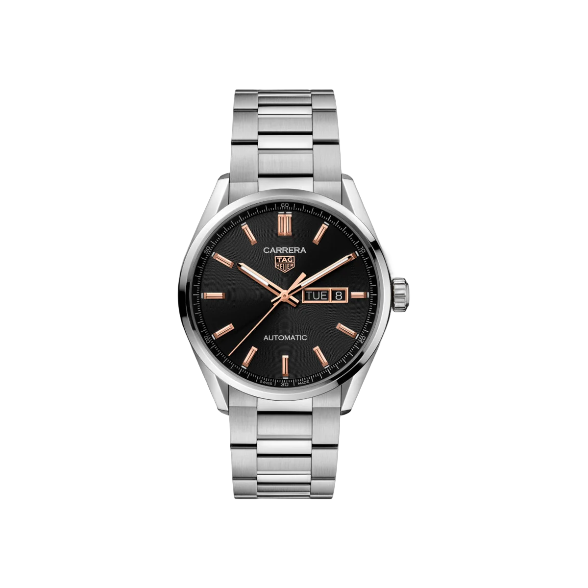 Tag Heuer Carrera WBN2013.BA0640 Day-Date Stainless Steel Black Dial 41mm Men's Watch