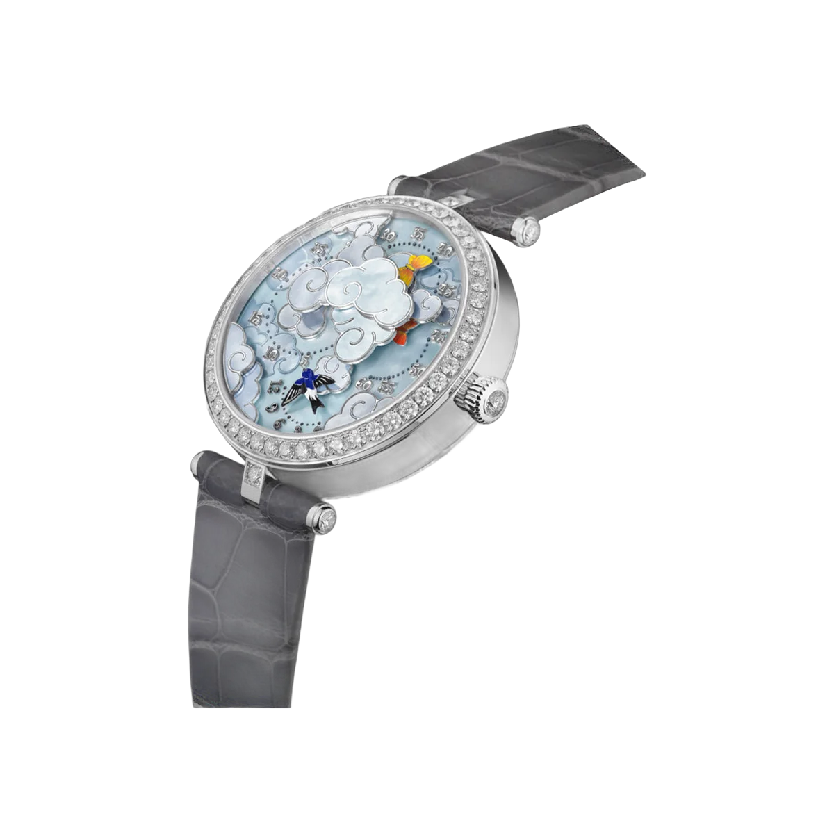 Van Cleef & Arpels Lady Arpels Ronde Des Papillons VCARO8OD00 White Gold Diamond Bezel 38mm MOP Dial Ladies Watch