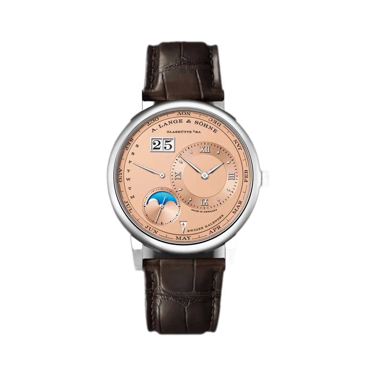 A. Lange & Sohne Lange 1 345.056 E / LSLS3453AA ساعة رجالية بتقويم دائم مينا سالمون 41.9 ملم