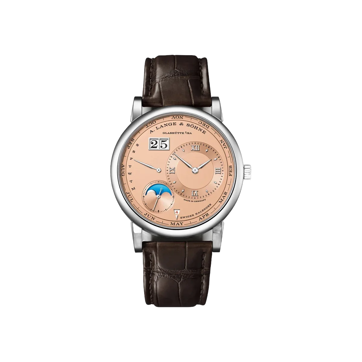 A. Lange & Sohne Lange 1 345.056 E / LSLS3453AA ساعة رجالية بتقويم دائم مينا سالمون 41.9 ملم