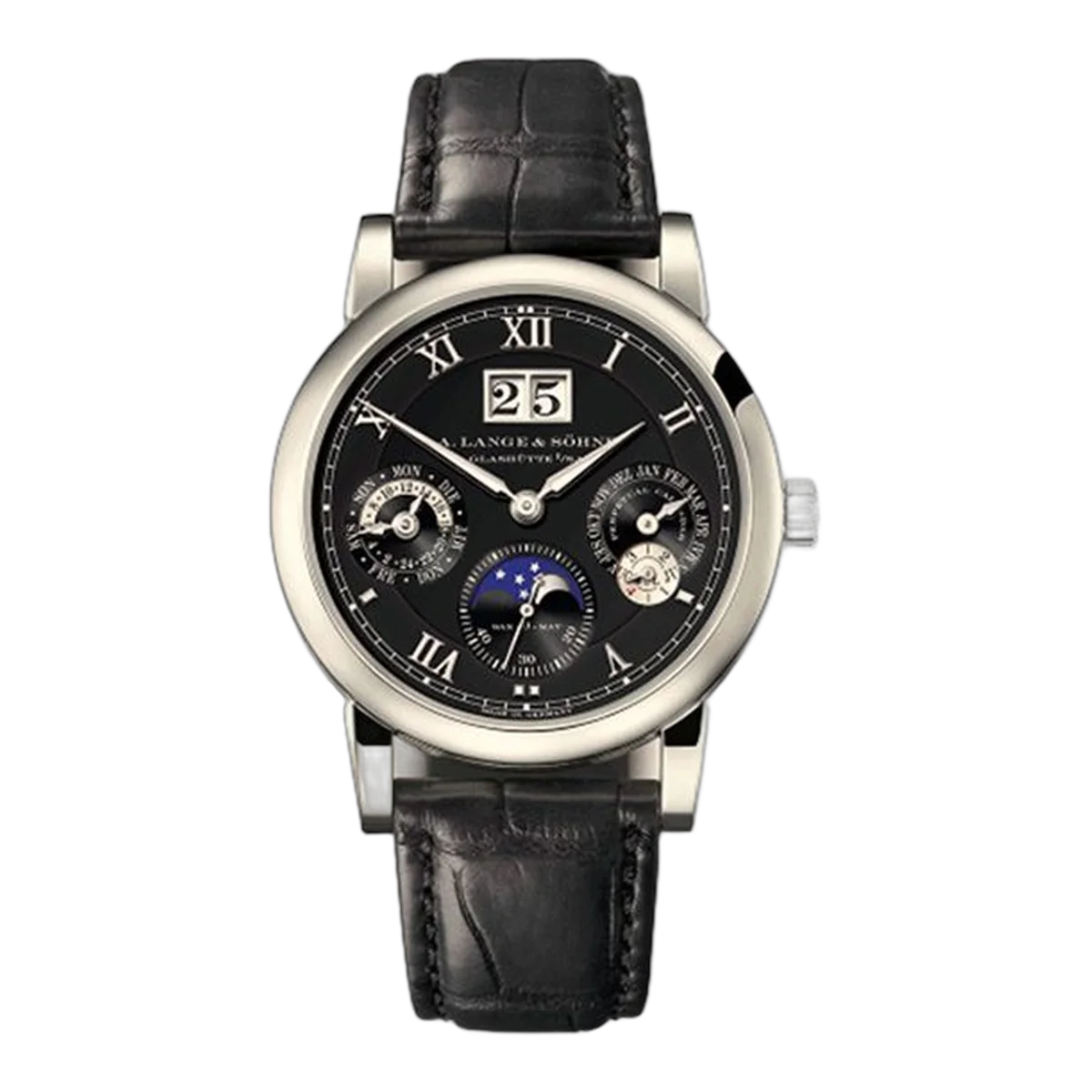 A Lange & Sohne Langematik 310.026 Perpetual Calendar 38.5Mm 18Kt White Gold Black Leather Straps Unisex Watch – additional product photo 4
