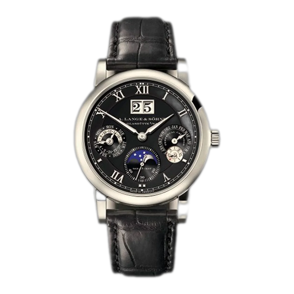 A Lange & Sohne Langematik 310.026 Perpetual Calendar 38.5Mm 18Kt White Gold Black Leather Straps Unisex Watch – additional product photo 5