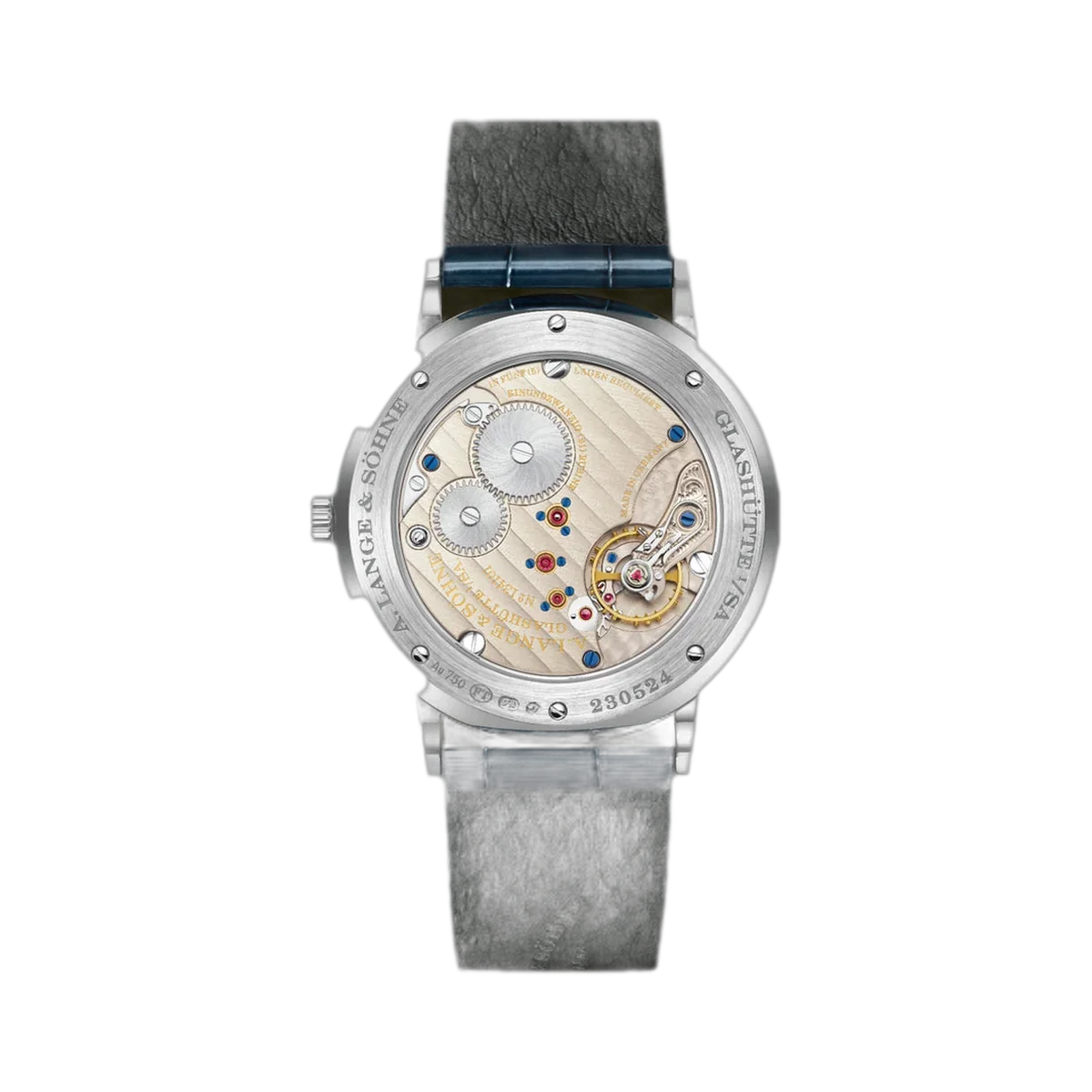 ساعة يد للجنسين A. Lange & Sohne Saxonia 205.086 رفيعة من الذهب الأبيض بمينا نحاسي أزرق 39 ملم