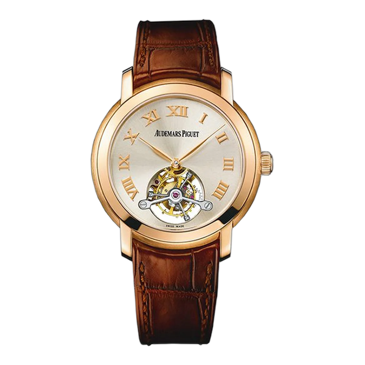 Audemars Piguet Jules Audemars 26561Or.Oo.D088Cr.01 Silver Dial Tourbillon 39Mm Pink Gold With Brown Leather Men's Watch