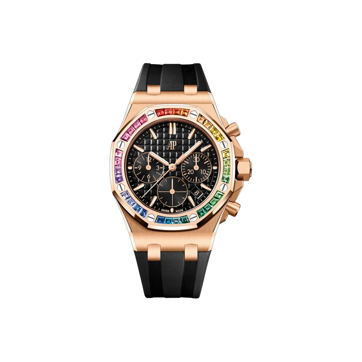 Audemars Piguet Offshore 26236OR.YY.D002CA.01 Chronograph Roségold Regenbogen 37mm Schwarzes Zifferblatt