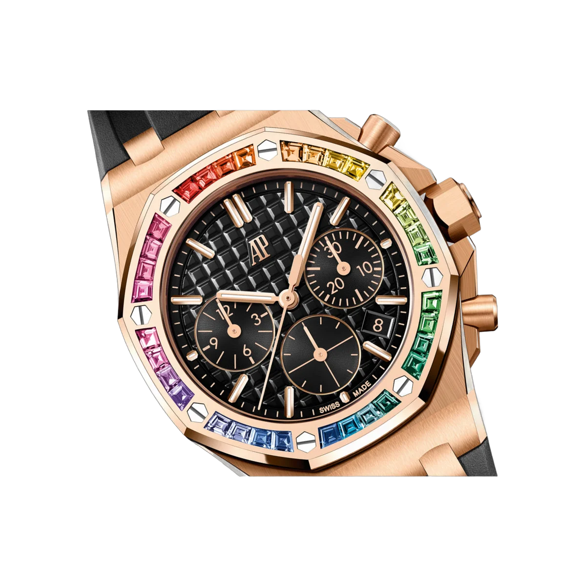 Audemars Piguet Offshore 26236OR.YY.D002CA.01 Chronograph Roségold Regenbogen 37mm Schwarzes Zifferblatt