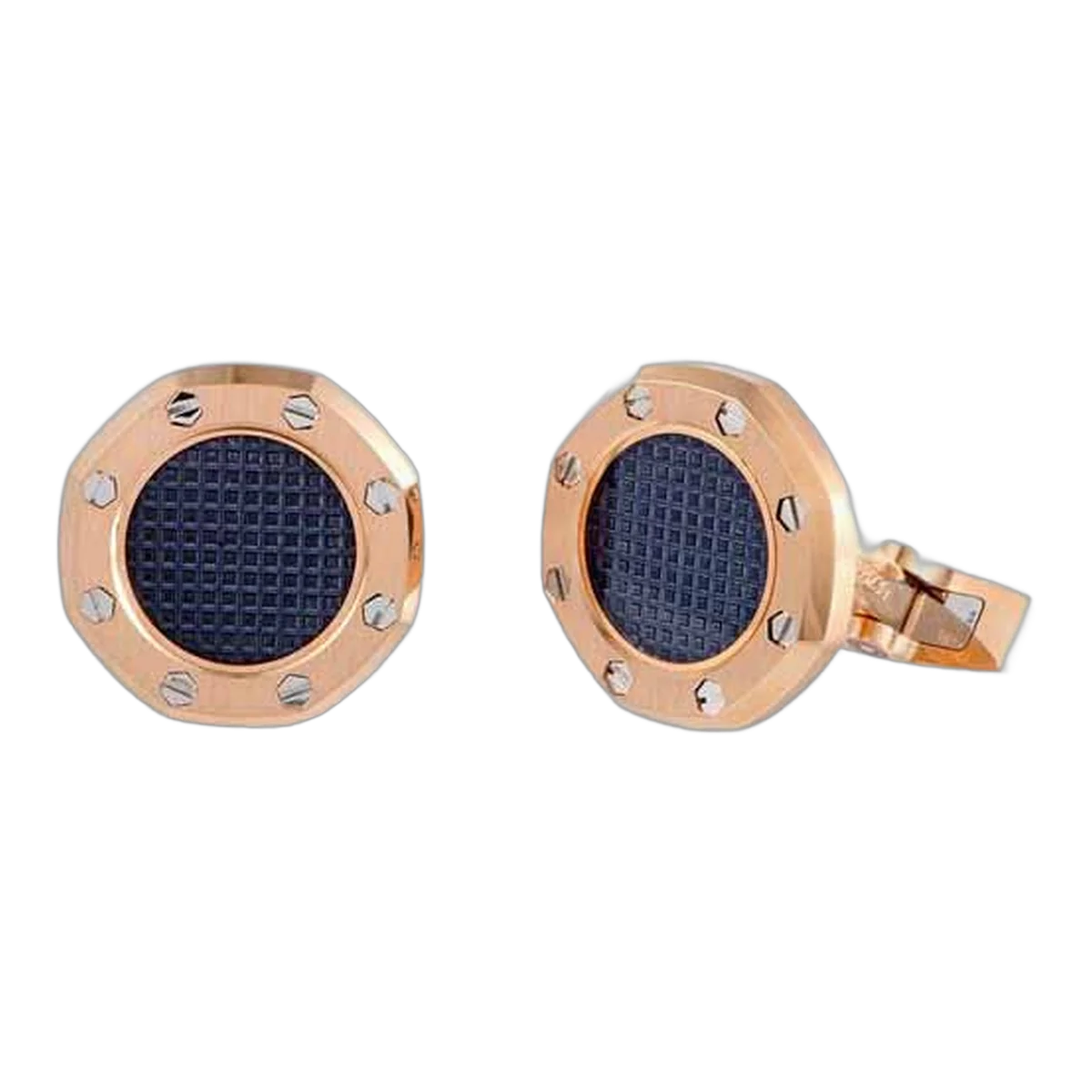 Audemars Piguet Rose Gold Cufflinks With Blue Tapisserie Pattern
