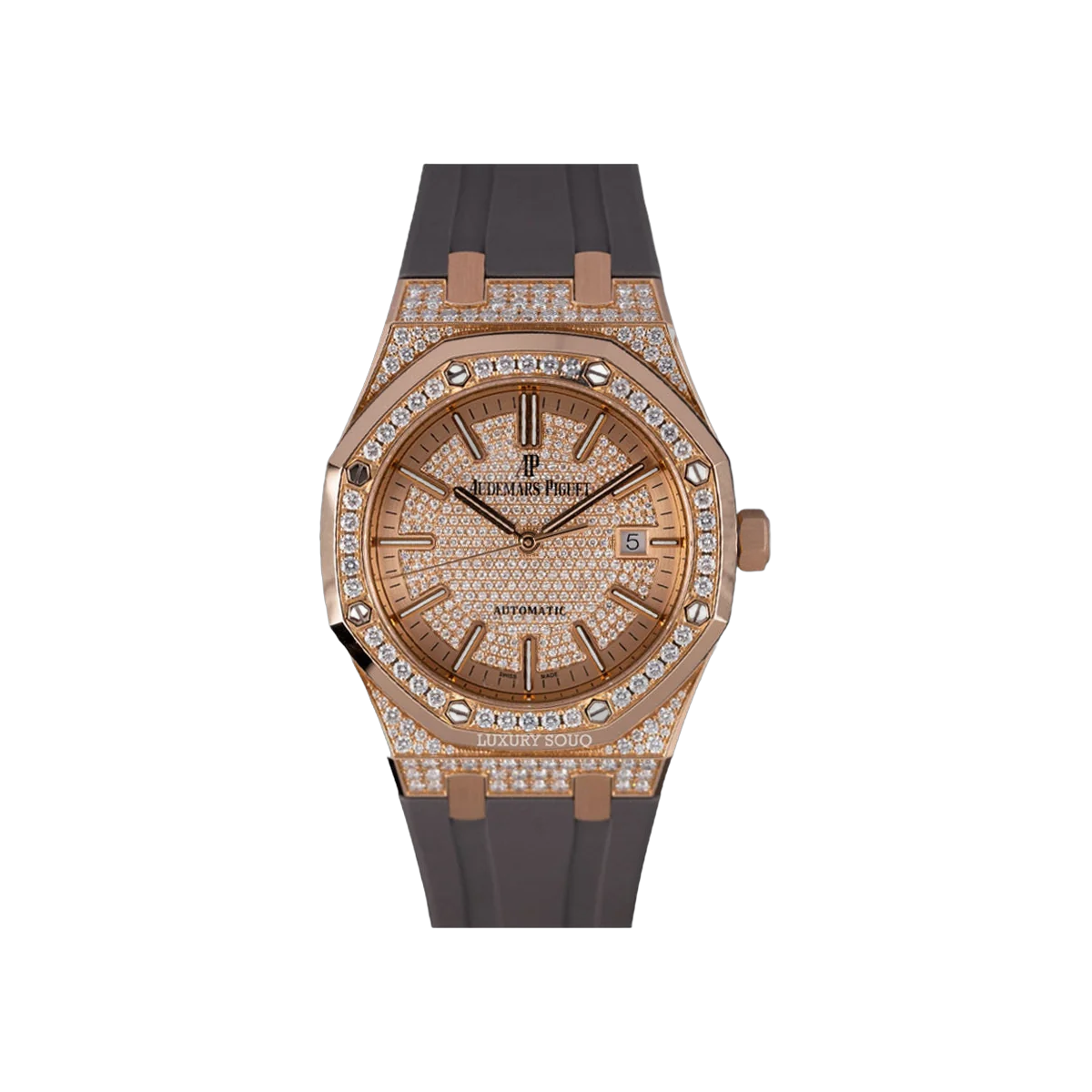 Audemars Piguet Royal Oak 15402OR.ZZ.D003CR.01 Rose Gold Pave Diamond Dial and Bezel 41mm Men's Watch