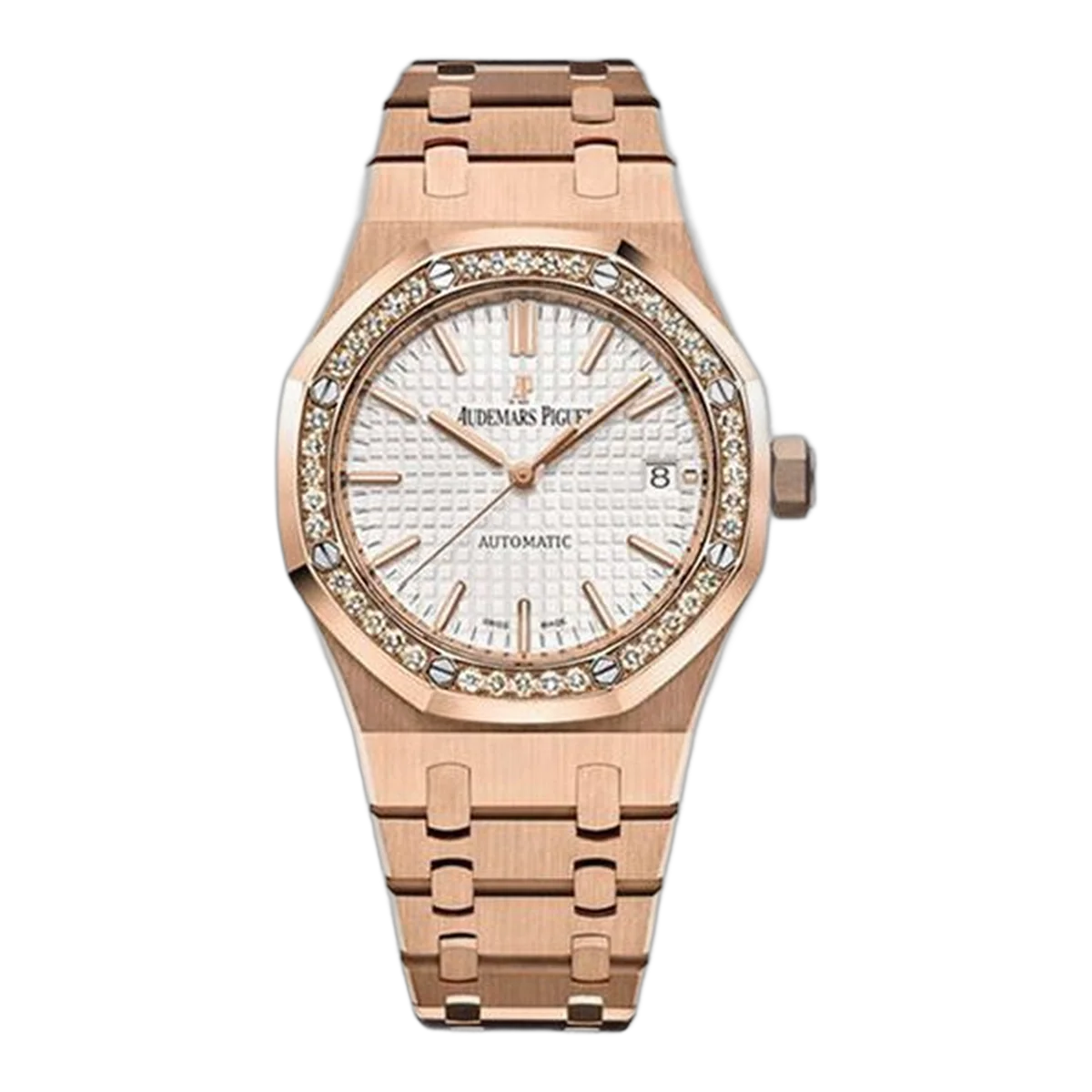 Audemars Piguet Royal Oak 15451OR.ZZ.1256OR.01.A Weißes Index-Zifferblatt 37mm 18K Roségold