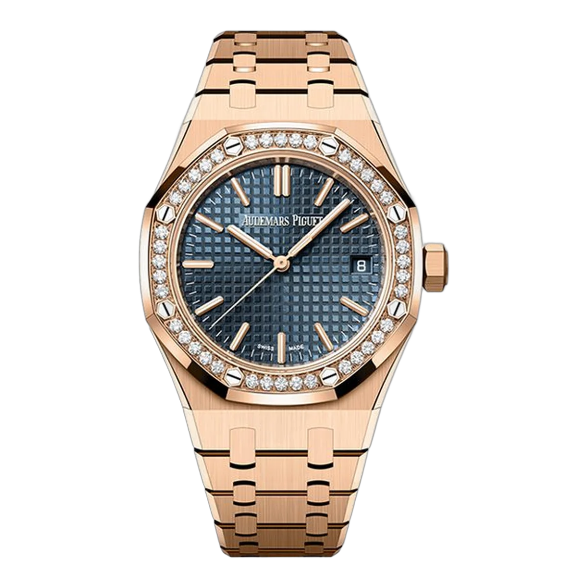 Audemars Piguet Royal Oak 15551Or.Zz.1356Or.02 „Bleu Nuit Nuage“-Zifferblatt Automatik „50. Jubiläum“ 37 mm Roségold Damenuhr