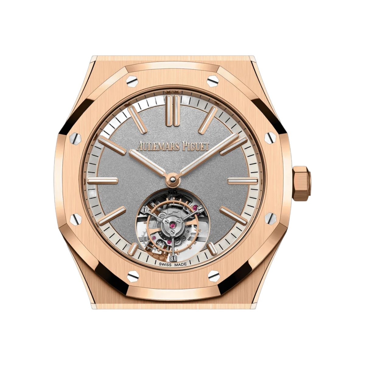 Audemars Piguet Royal Oak 26730OR.OO.1320OR.05 Flying Tourbillon Pink Rose Gold 41mm Gray Dial Mens Watch