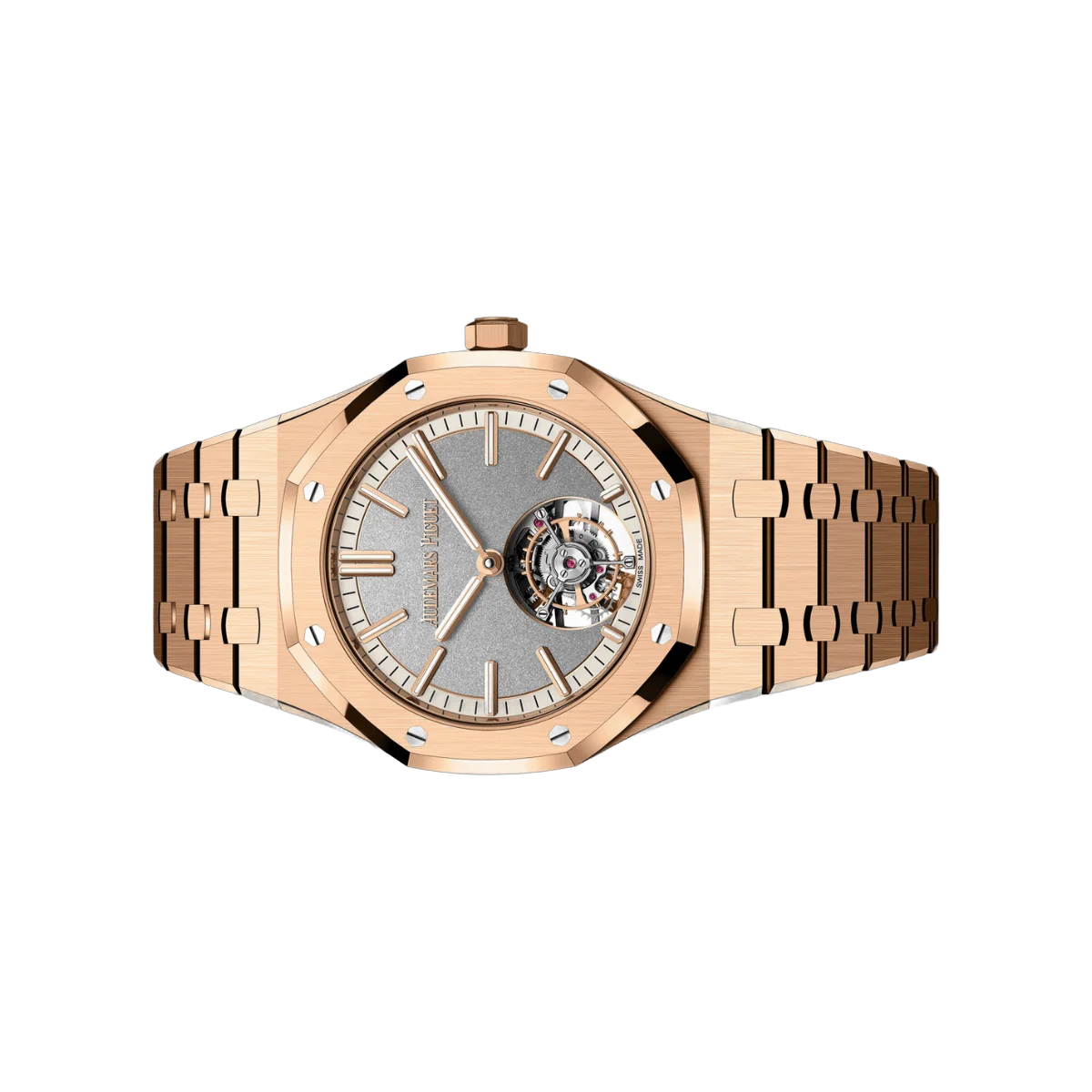 Audemars Piguet Royal Oak 26730OR.OO.1320OR.05 Flying Tourbillon Pink Rose Gold 41mm Gray Dial Mens Watch