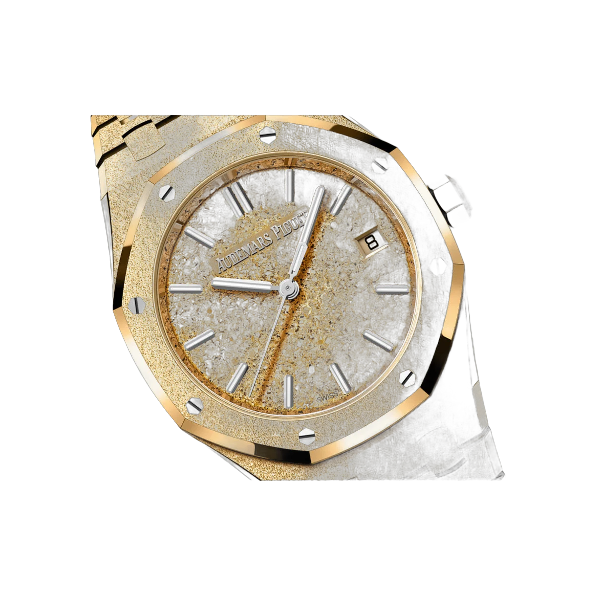 Audemars Piguet Royal Oak 77450BA.GG.1361BA.01 Frosted Yellow Gold 34mm Yellow Dial Ladies Watch