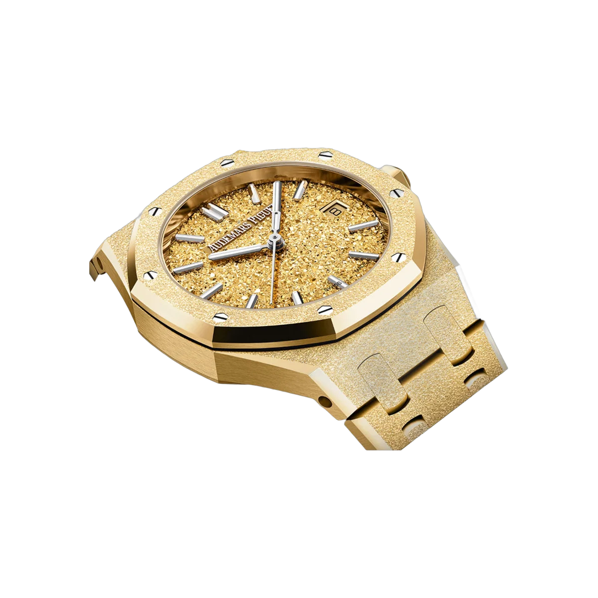 Audemars Piguet Royal Oak 77450BA.GG.1361BA.01 Frosted Yellow Gold 34mm Yellow Dial Ladies Watch