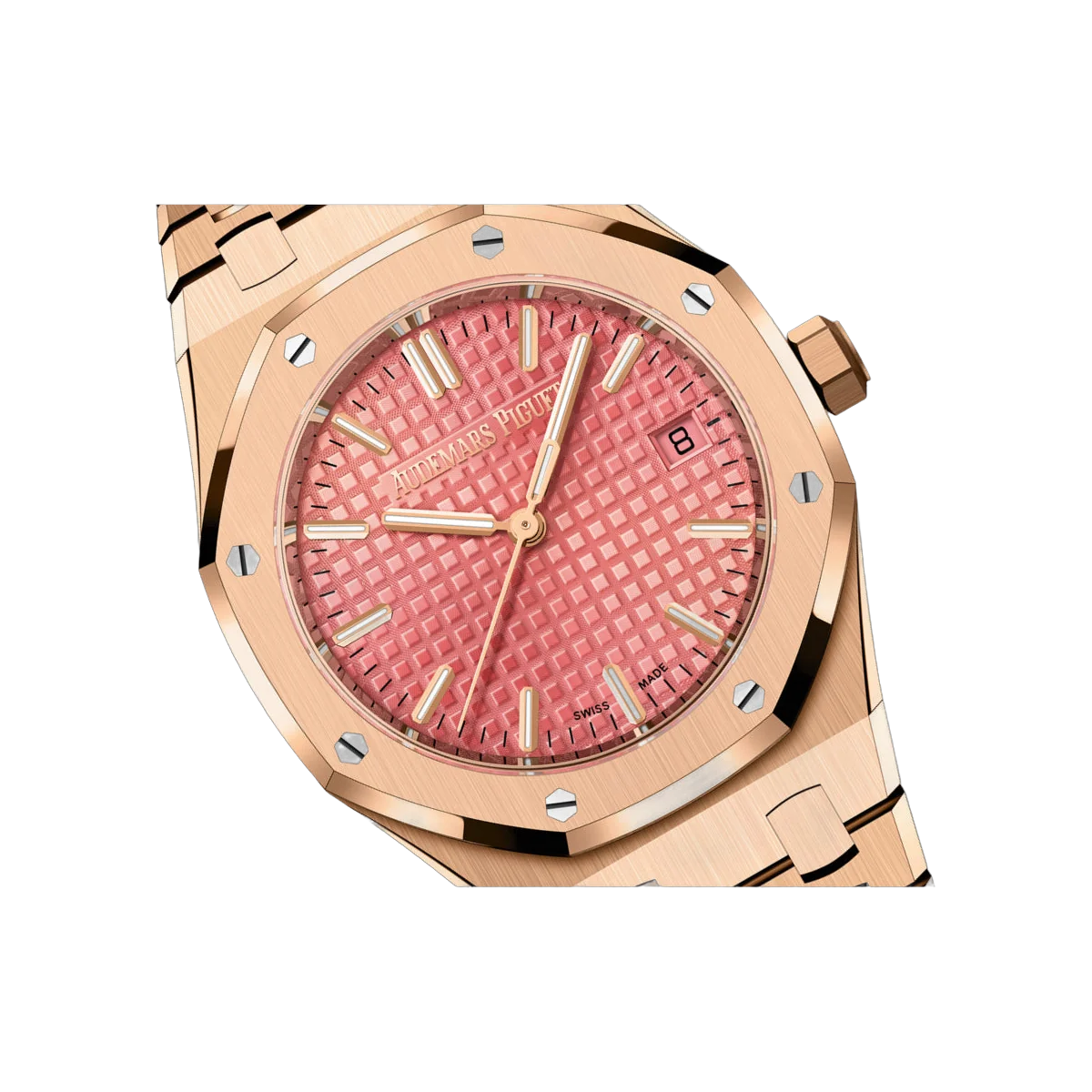 Audemars Piguet Royal Oak 77450OR.OO.1361OR.01 Self Winding 34mm Pink Rose Gold Pink Dial