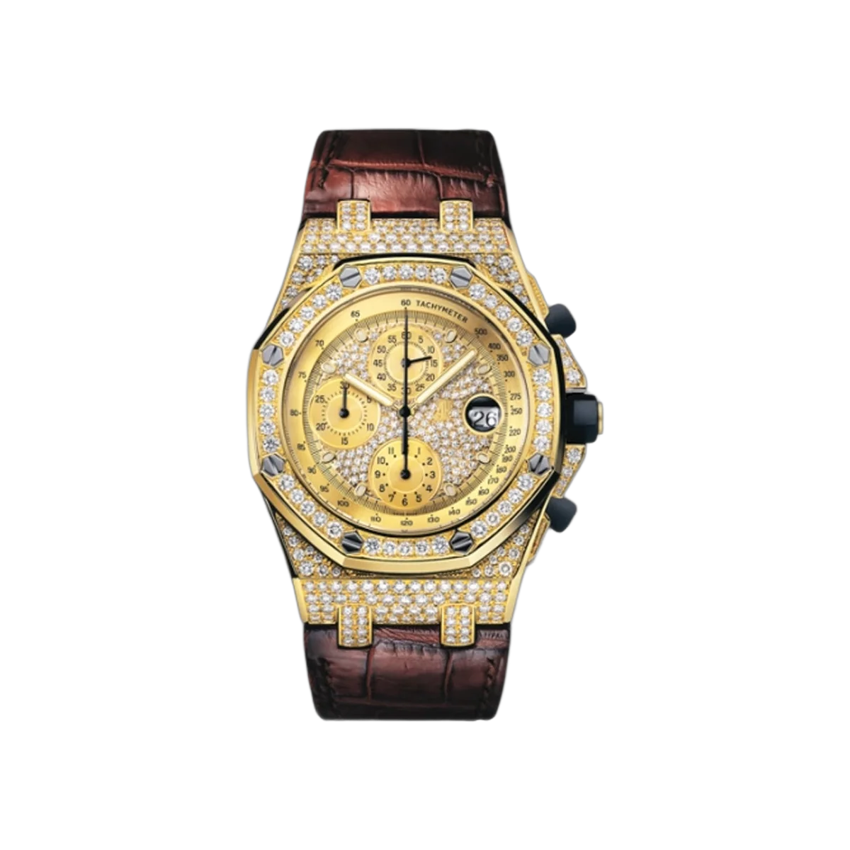 Audemars Piguet Royal Oak Offshore 26067BA.ZZ.D088CR.01 Gelbgold Volle Werksdiamanten 42mm Diamantzifferblatt Herrenuhr