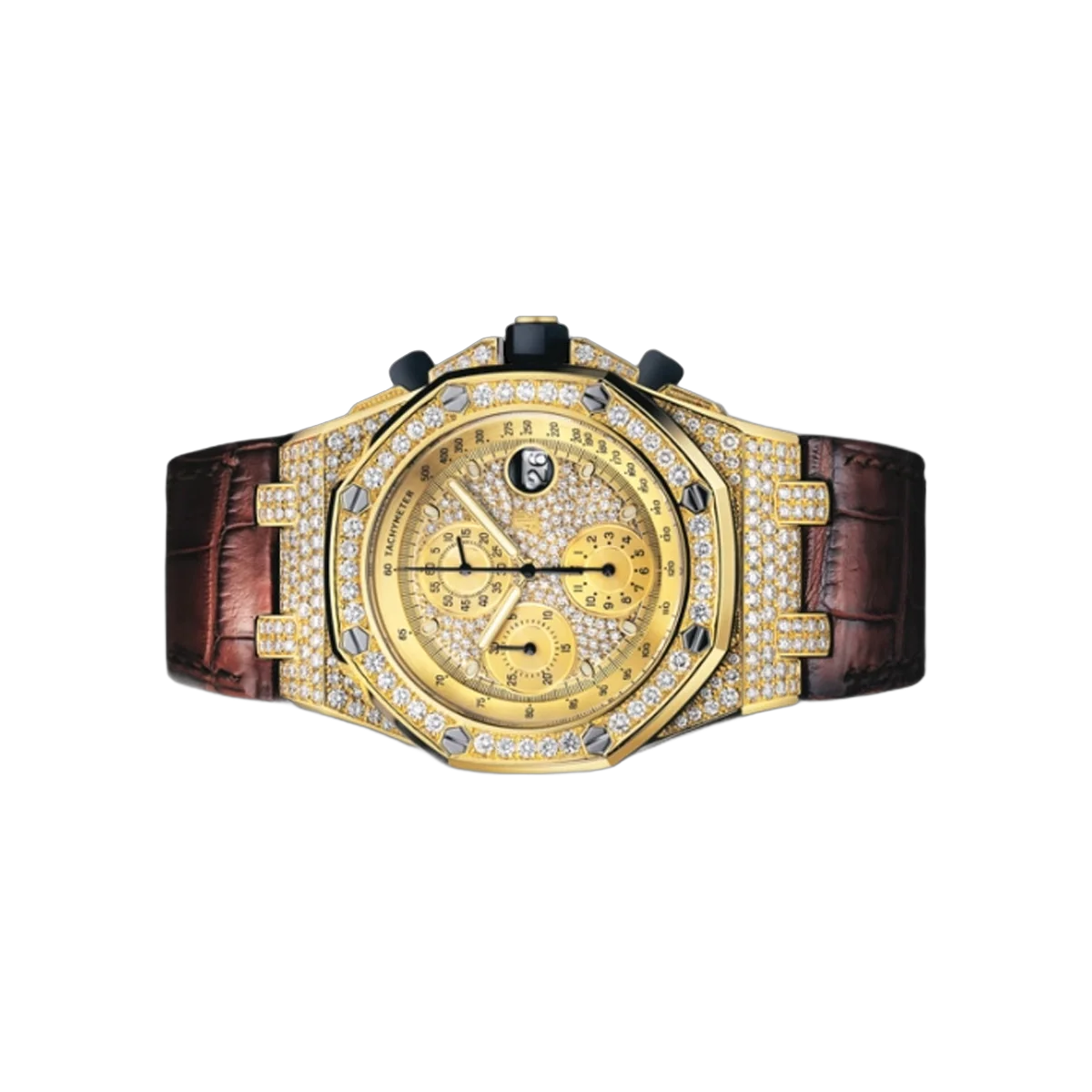 Audemars Piguet Royal Oak Offshore 26067BA.ZZ.D088CR.01 Gelbgold Volle Werksdiamanten 42mm Diamantzifferblatt Herrenuhr