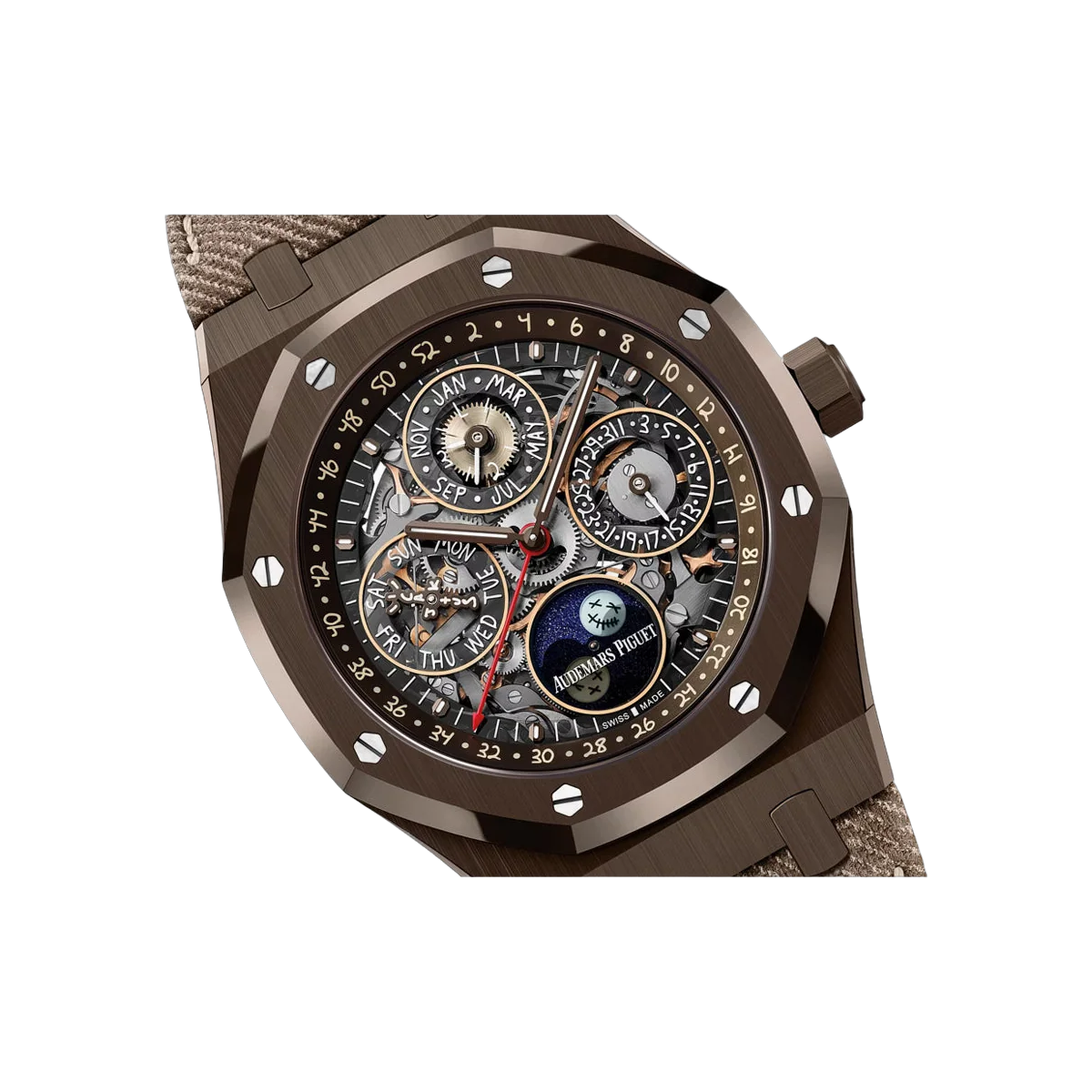 爱彼皇家橡树 Travis Scott 仙人掌杰克 26585CM.OO.D301VE.01 棕色陶瓷 41 毫米镂空表盘男士手表