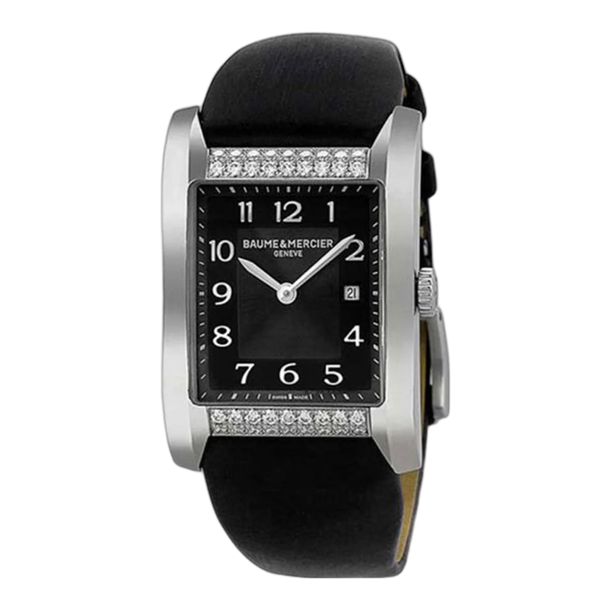 Baume & Mercier Hampton M0A10024 31Mm Black Dial Diamond-Set Bezel Ladies Watch