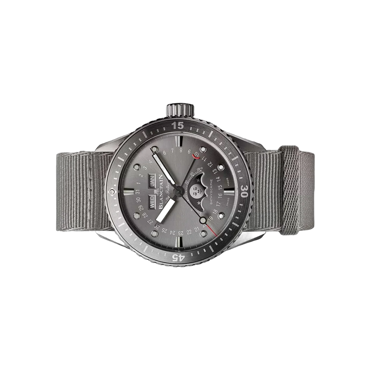Blancpain Fifty Fathoms Bathyscaphe Quantième Complet Phases de Lune 5054 1210 NAGA Titanium 43mm Anthracite Dial Men's Watch