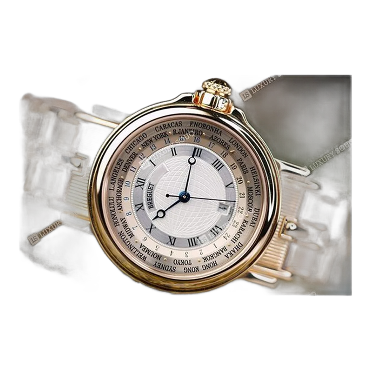 Breguet Marine Hora Mundi 3700Ba/12/Av0 Silbernes Zifferblatt mit römischen Ziffern 24 Zeitzonen 38 mm 18K Gelbgold