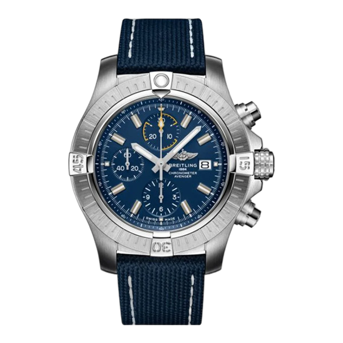 Breitling Avenger Chronograph A13317101C1X1 Blue Dial 45Mm Stainless Steel Blue Leather Straps Men’S Watch