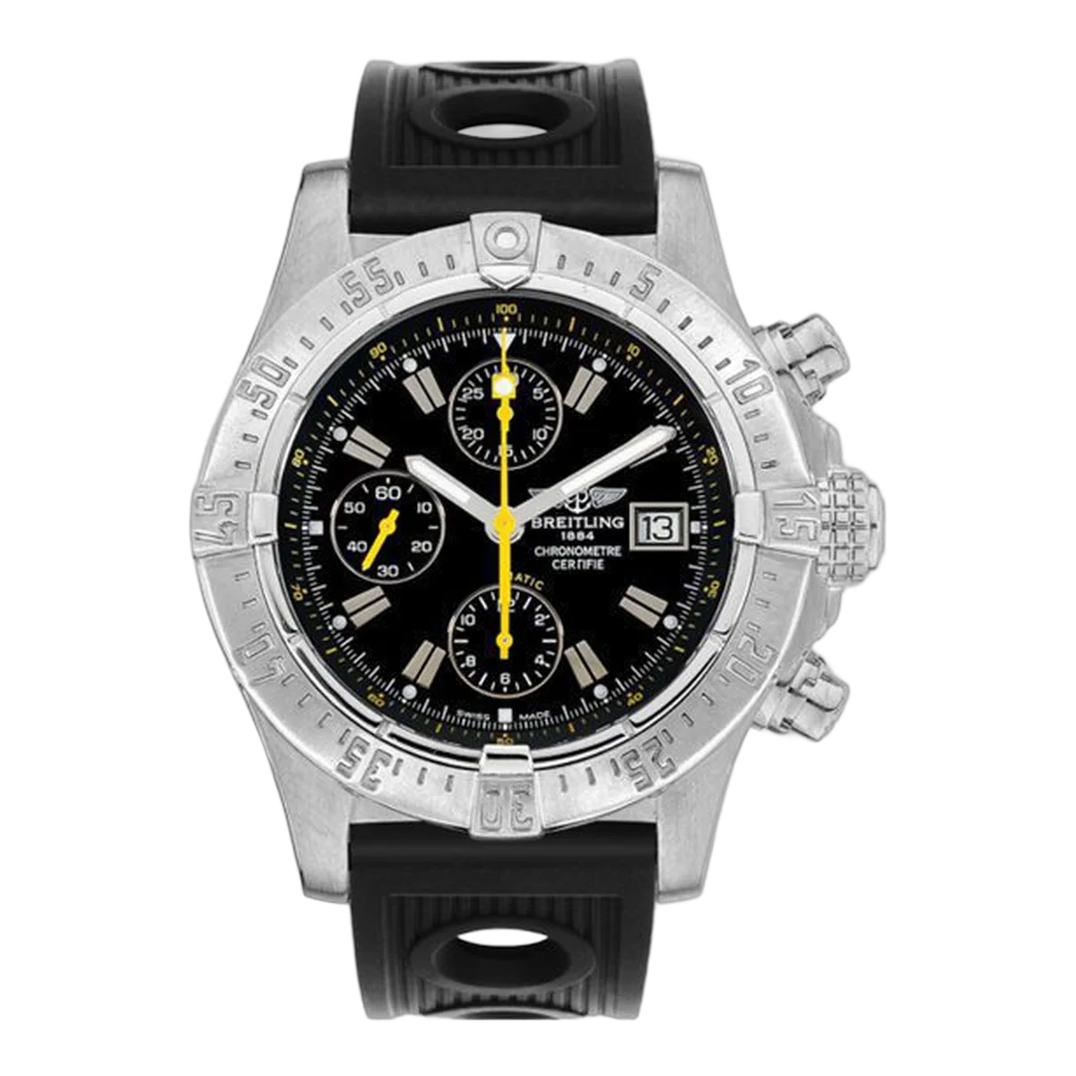 Breitling Avenger Code Yellow Black Dial Chrono Stainless Steel 45.40Mm Men's Watch