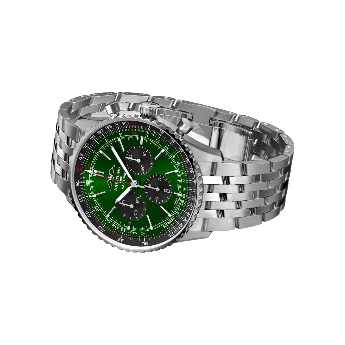 Breitling Navitimer B01 Chronograph AB0137241L1A1 Stainless Steel 46mm Green Dial Mens Watch