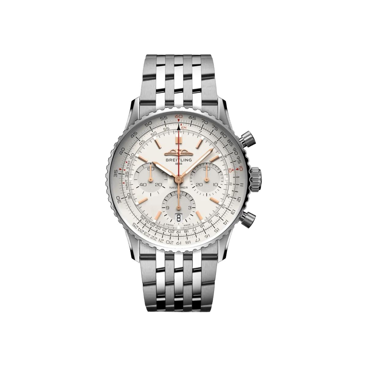 Breitling Navitimer B01 Chronograph AB0139211G1A1 41mm Silver Dial Mens Watch