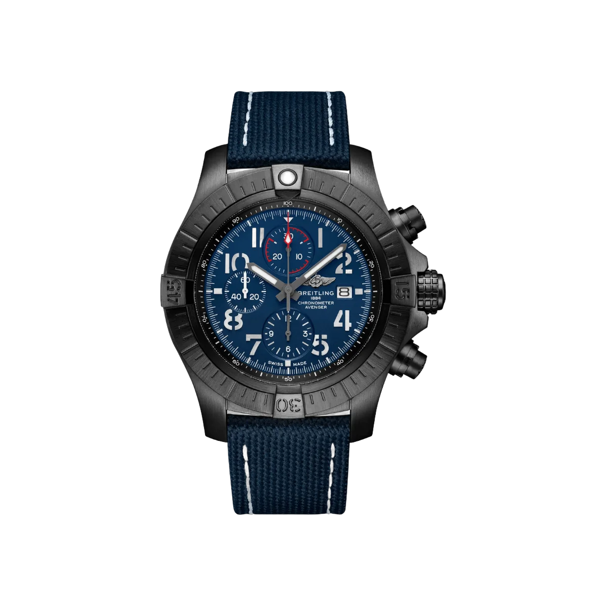 Breitling Super Avenger Chronograph V13375101C1X1 Night Mission 48mm Blue Dial Mens Watch