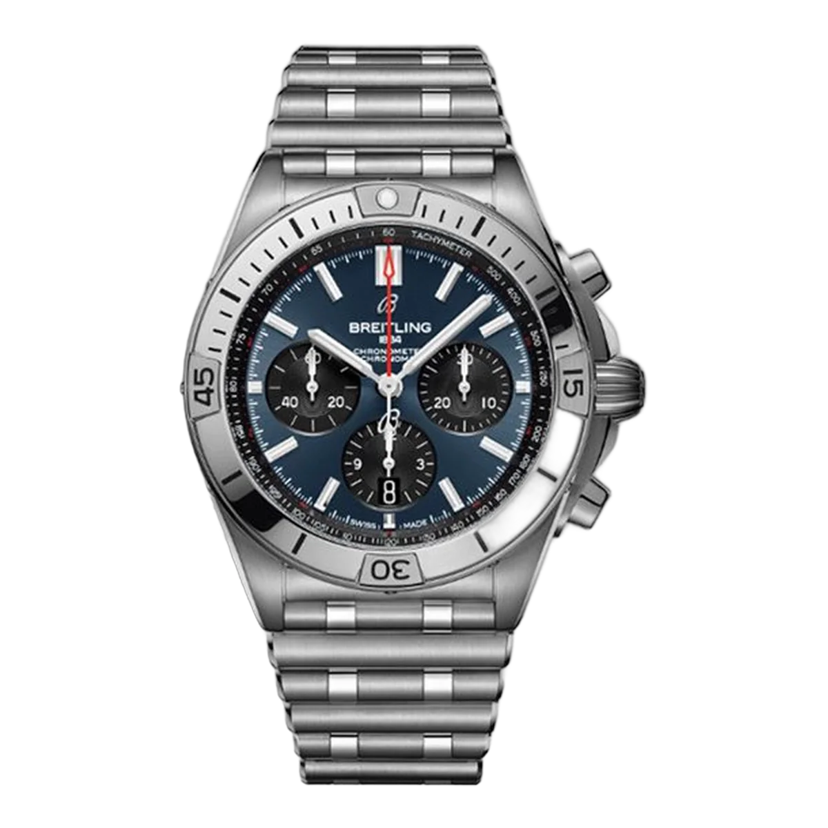 Breitling Super Chronomat Ab0134101C1A1 Blue Index Black Chronograph 42Mm Stainless Steel Men’S Watch