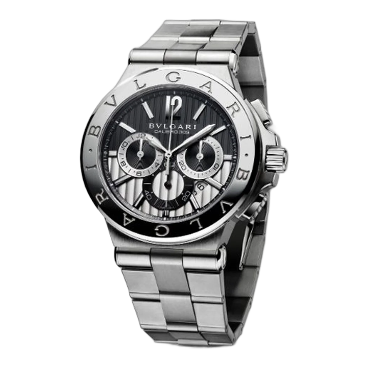 Bvlgari Diagono Chronograph Automatik Herrenuhr mit schwarzem und silbernem Zifferblatt Ref. 101880