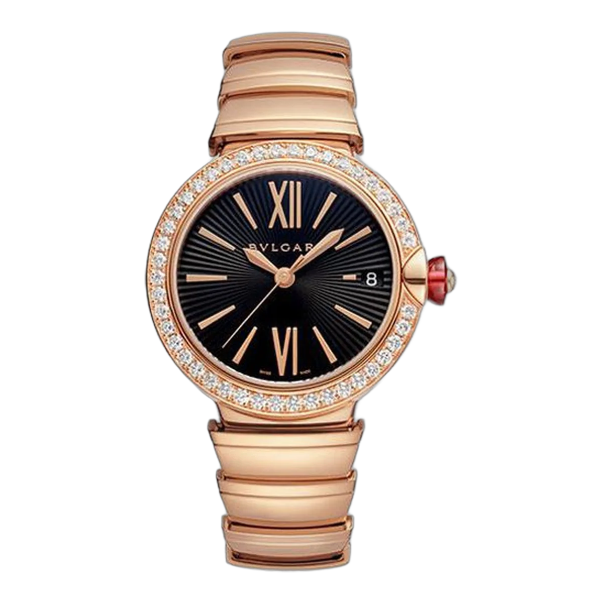 Bvlgari Lvcea Damenuhr aus Roségold und Diamanten, 33 mm