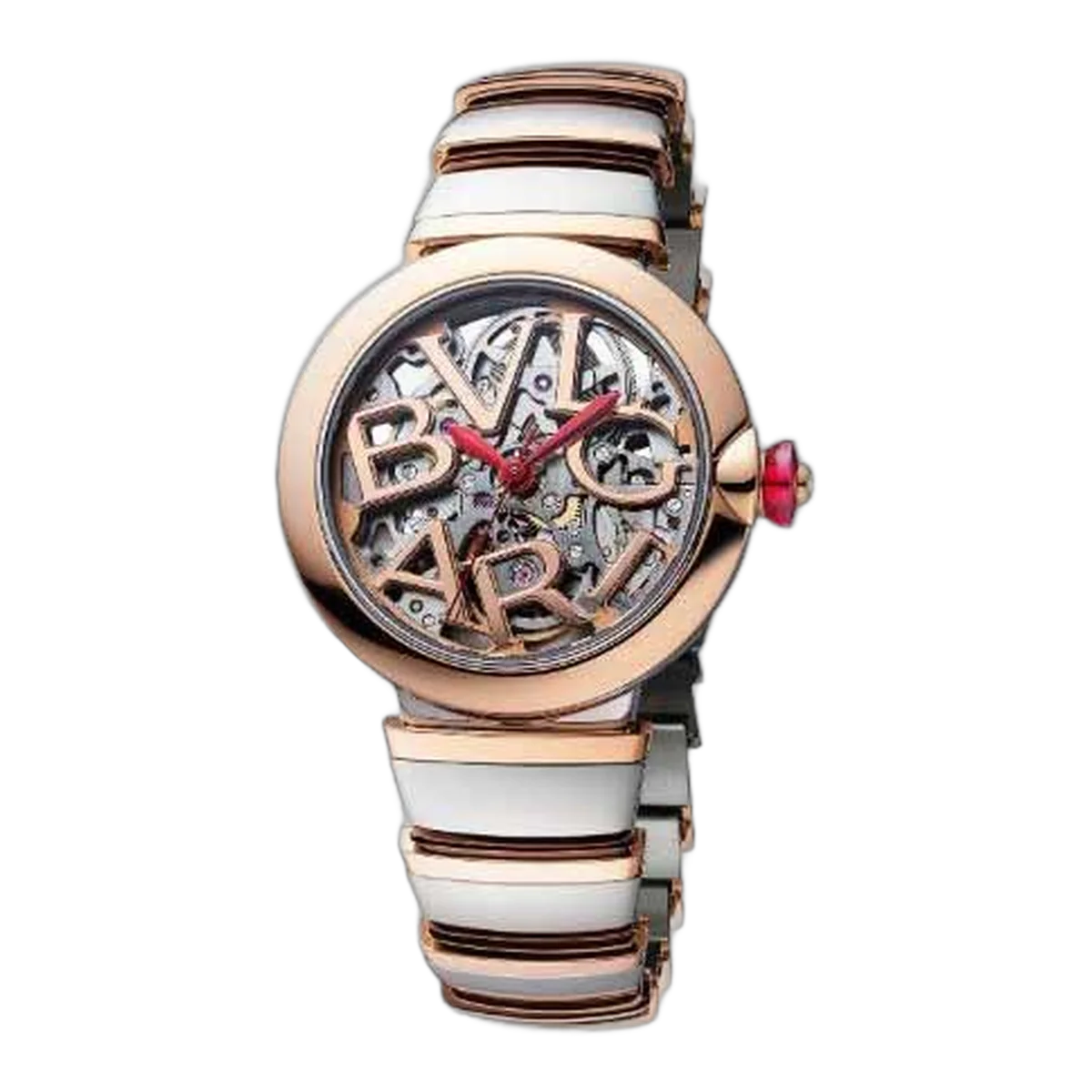 Bvlgari Lvcea Skeleton Openwork Bvlgari Logo Stainless Steel 33Mm Ladies Watch