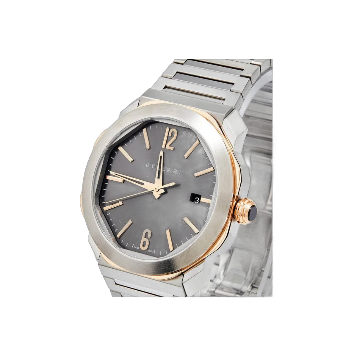 Bvlgari Octa Roma 103083 OC P 41 SG Grau 18k Rotgold Edelstahl