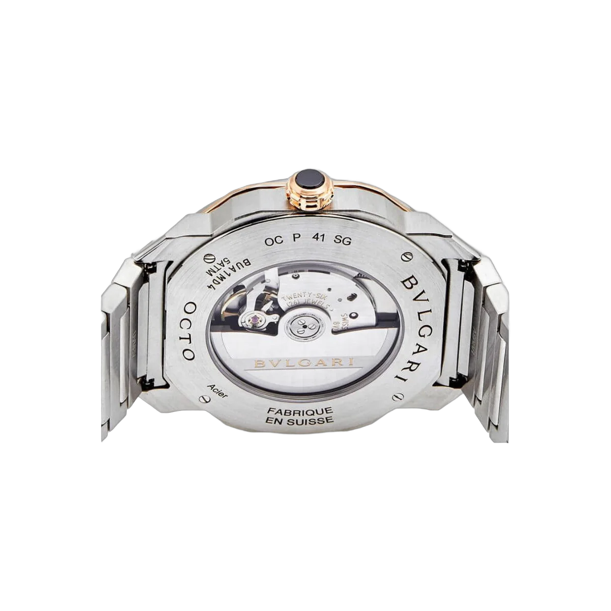 Bvlgari Octa Roma 103083 OC P 41 SG Grau 18k Rotgold Edelstahl