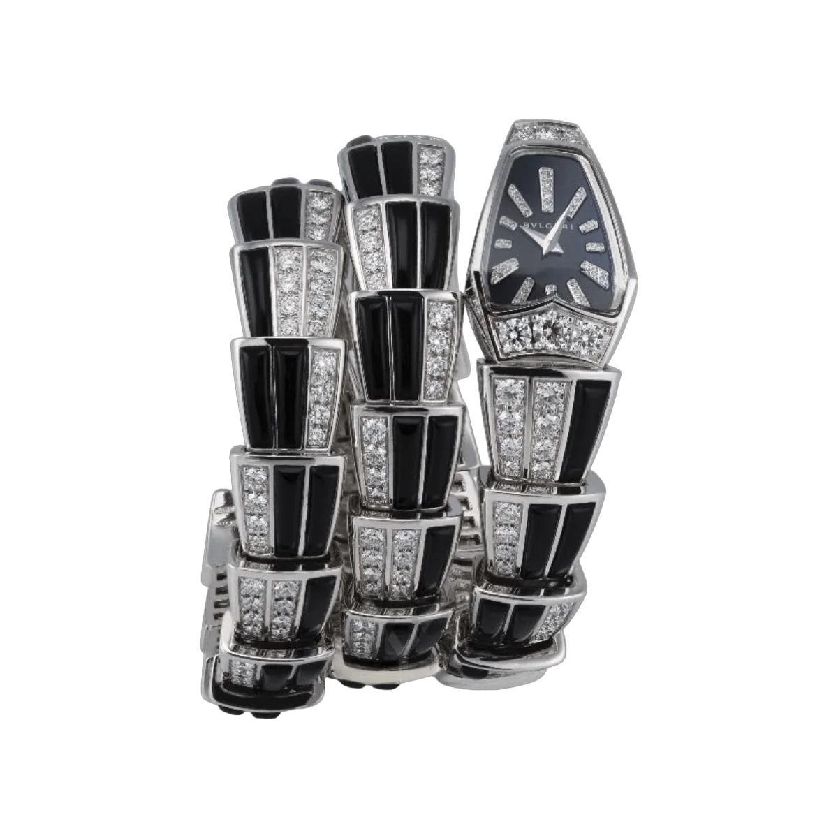 Bvlgari Serpenti 102112 SPW26BGD1GD1O.2T Weißgold schwarzes Zifferblatt