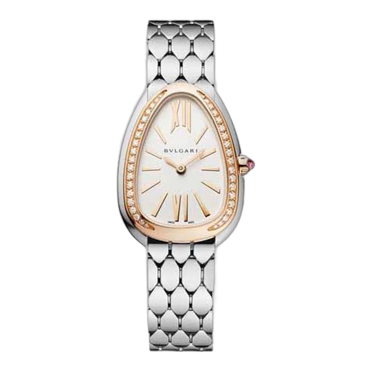 Bvlgari Serpenti Seduttori 33Mm Stainless Steel/18K Rose Gold With Diamonds Ladies Watch Ref. 103143
