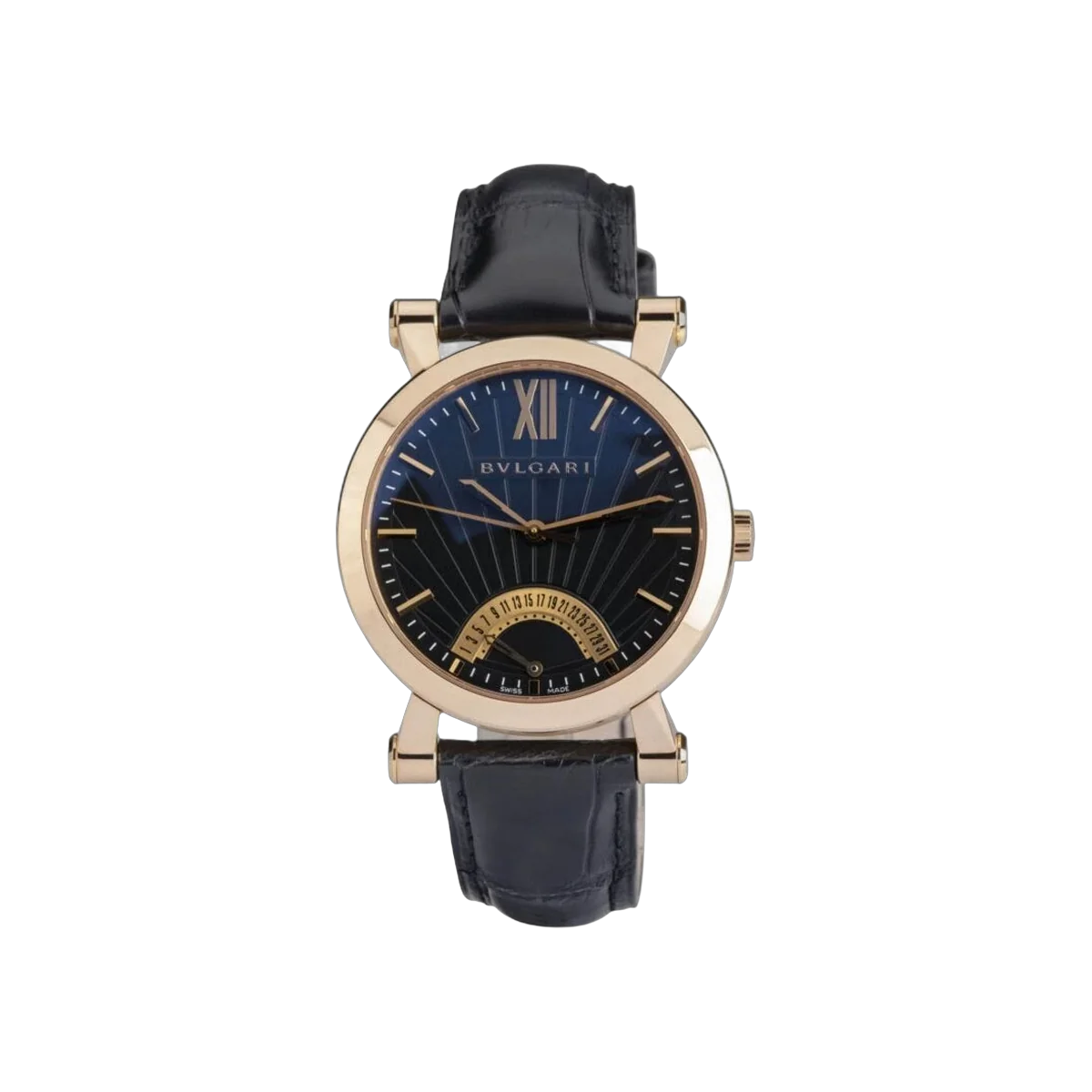Bvlgari Sotirio Retrograde 101705 Rotgold 42mm Schwarzes Zifferblatt mit Sonnenschliff Herrenuhr