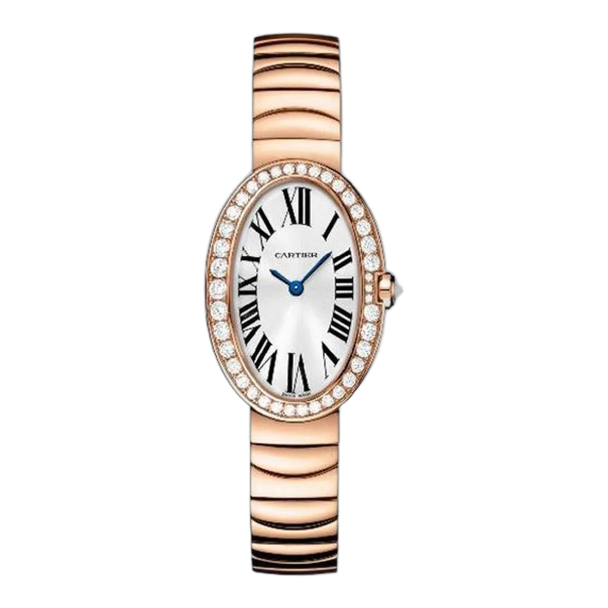 Cartier Baignoire Small Pink Gold Diamond Gold Bracelet Ladies Watch