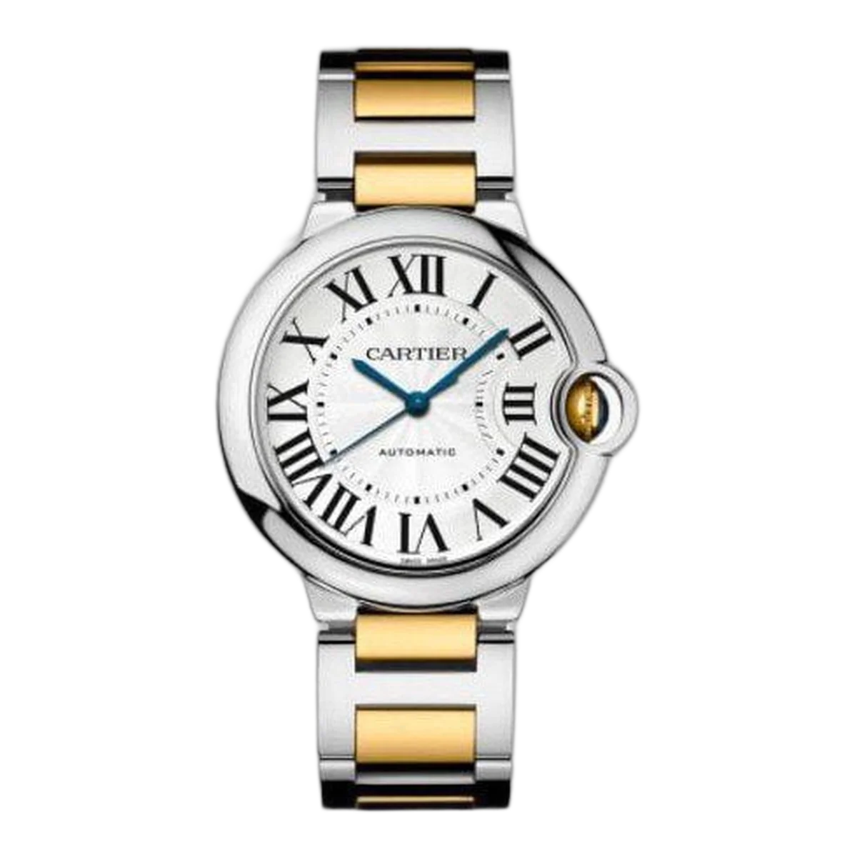 Cartier Ballon Bleu W2Bb0012 White Roman Numerals Dial Automatic 36Mm Stainless Steel & Yellow Gold Unisex Watch