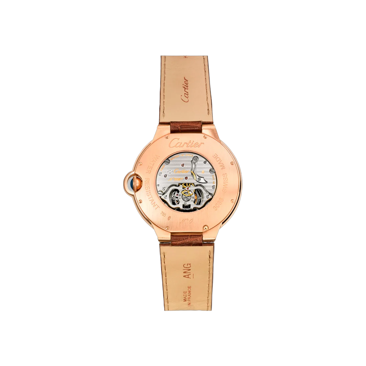 Cartier Ballon Bleu W6920001 Rose Gold 46mm Skeleton Dial Men's Watch
