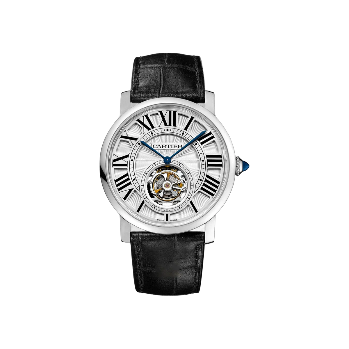 Cartier Rotonde De Cartier W1556216 Flying Tourbillon White Gold 40mm Silver Roman Dial Men's Watch