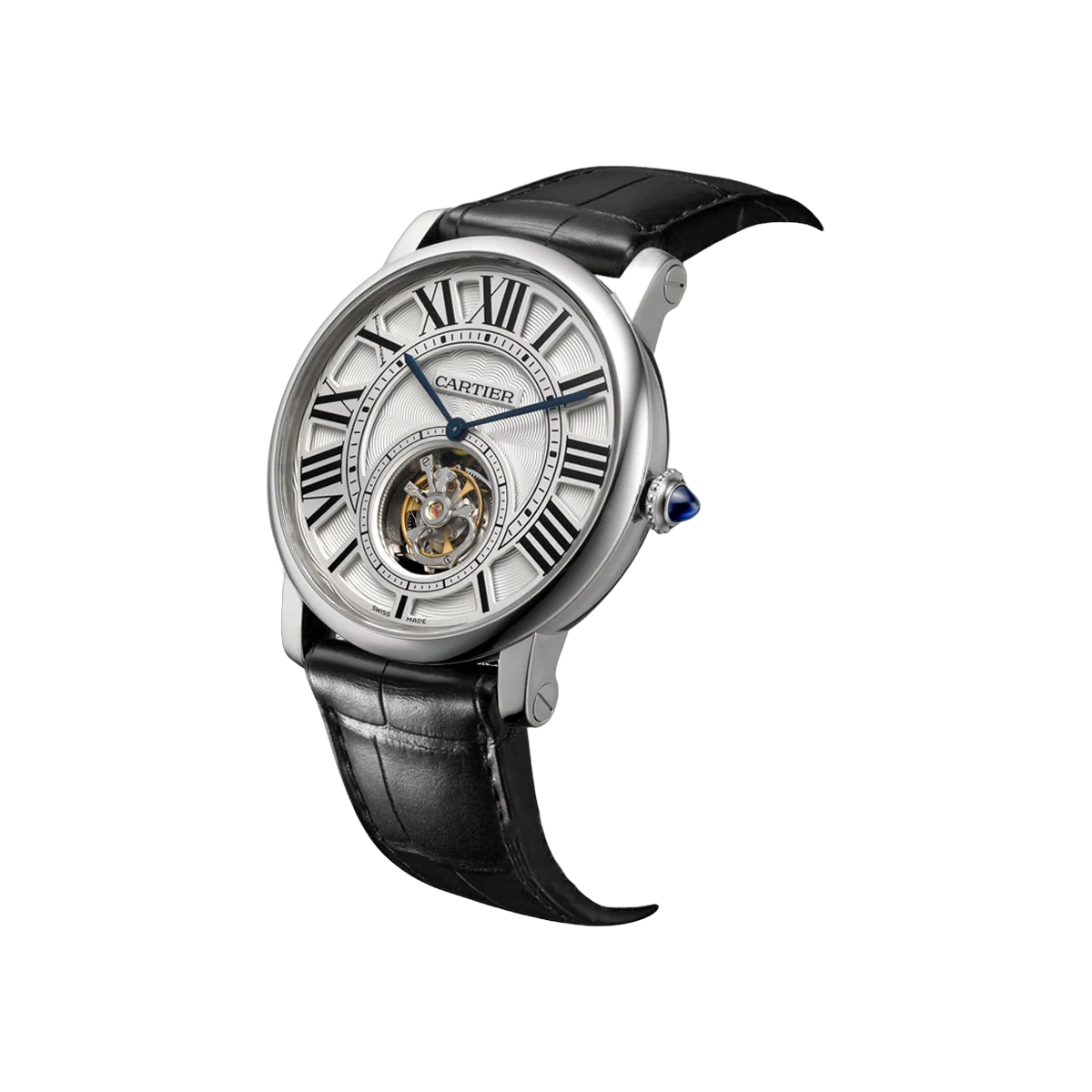 Cartier Rotonde De Cartier W1556216 Flying Tourbillon White Gold 40mm Silver Roman Dial Men's Watch