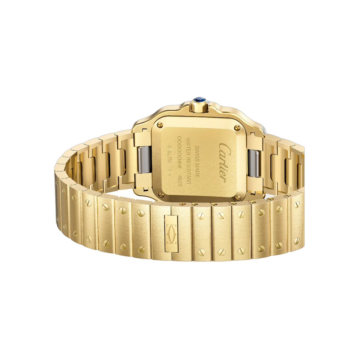 Cartier Santos De Cartier WGSA0107 Small Yellow Gold 34.5mm x 27mm Silver Sunray Dial Ladies Watch – additional product photo 3