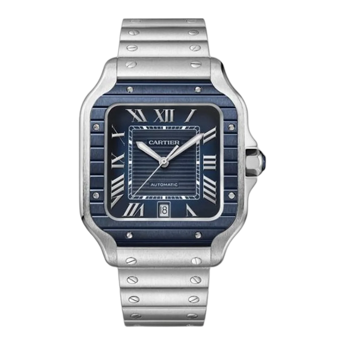 Cartier Santos De Cartier Wssa0048 Blue Striated Roman Dial Pvd Bezel 39.8Mm