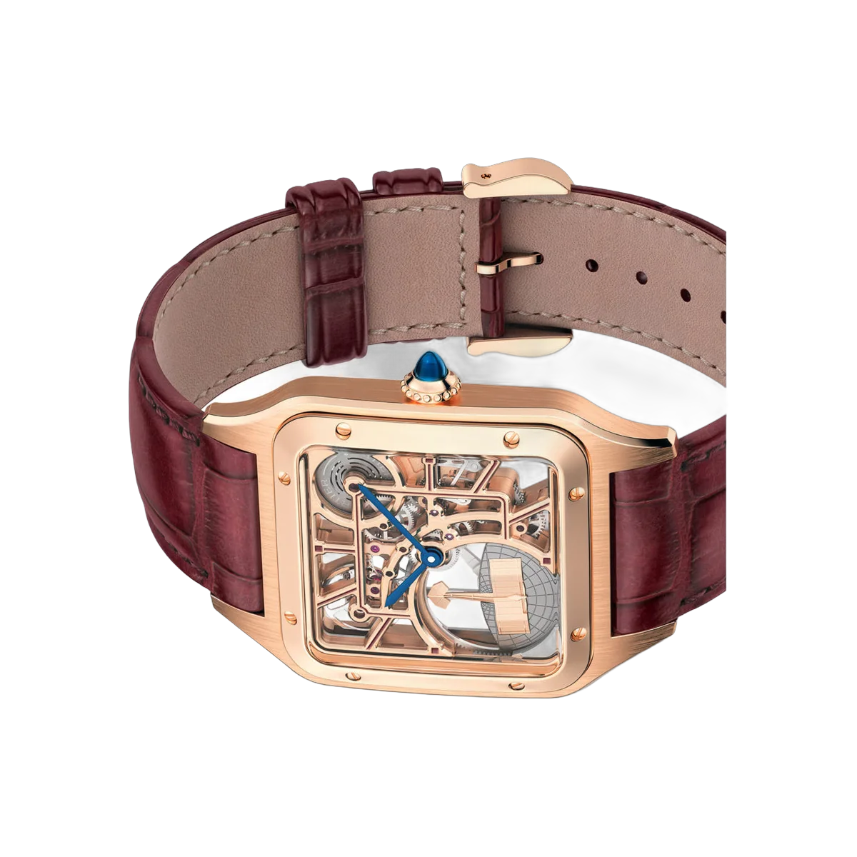Cartier Santos Dumont WHSA0030 Roségold 43,5mm x 31,4mm Skelettzifferblatt Herrenuhr